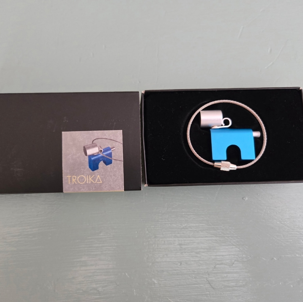 Rare and Unique Troika Blue and Silver Dog Keyring